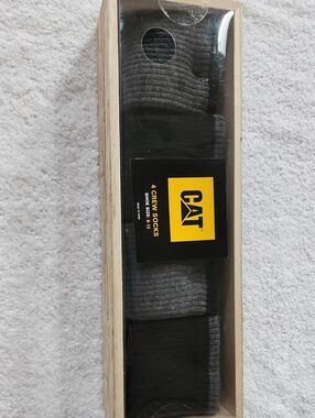CAT Men’s Black & Gray Crew Socks - 4 Pack Size 8-12 New
